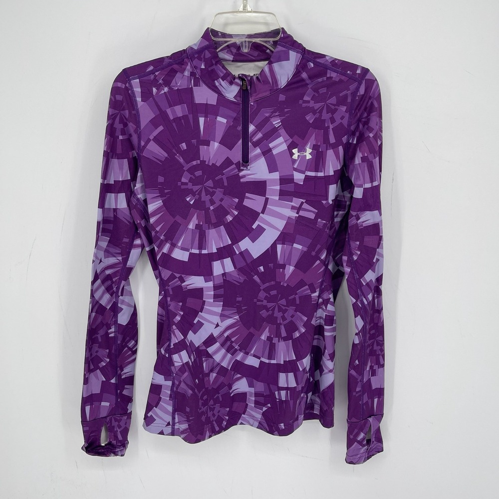 Under Armour Women's Purple Geometric ColdGear 1/4 Zip Pullover Size Medium